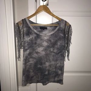 Edgy Gray & White Tie-Dye Top